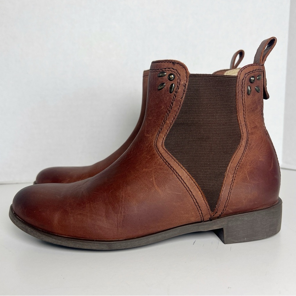 •OLUKAI•‎ Kualona Round Toe Pull On Ankle Boot in Friar Brown Leather Size 6.5 - Picture 4 of 12